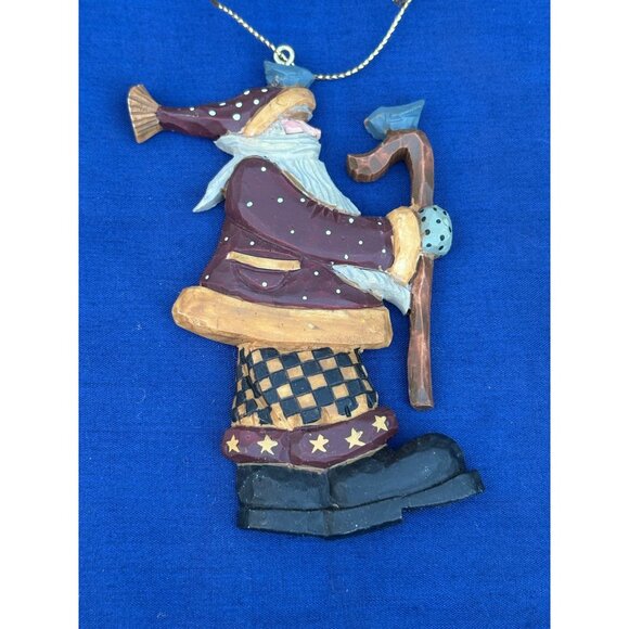 Williraye Studio Christmas Tree Ornament Santa With Checkered Pants Blue Birds - Picture 1 of 2